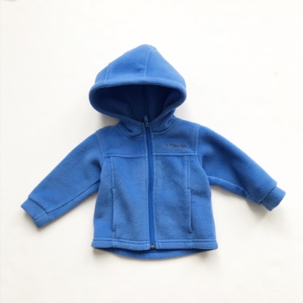 Columbia blue hooded fleece zip up VGUC 12-18m